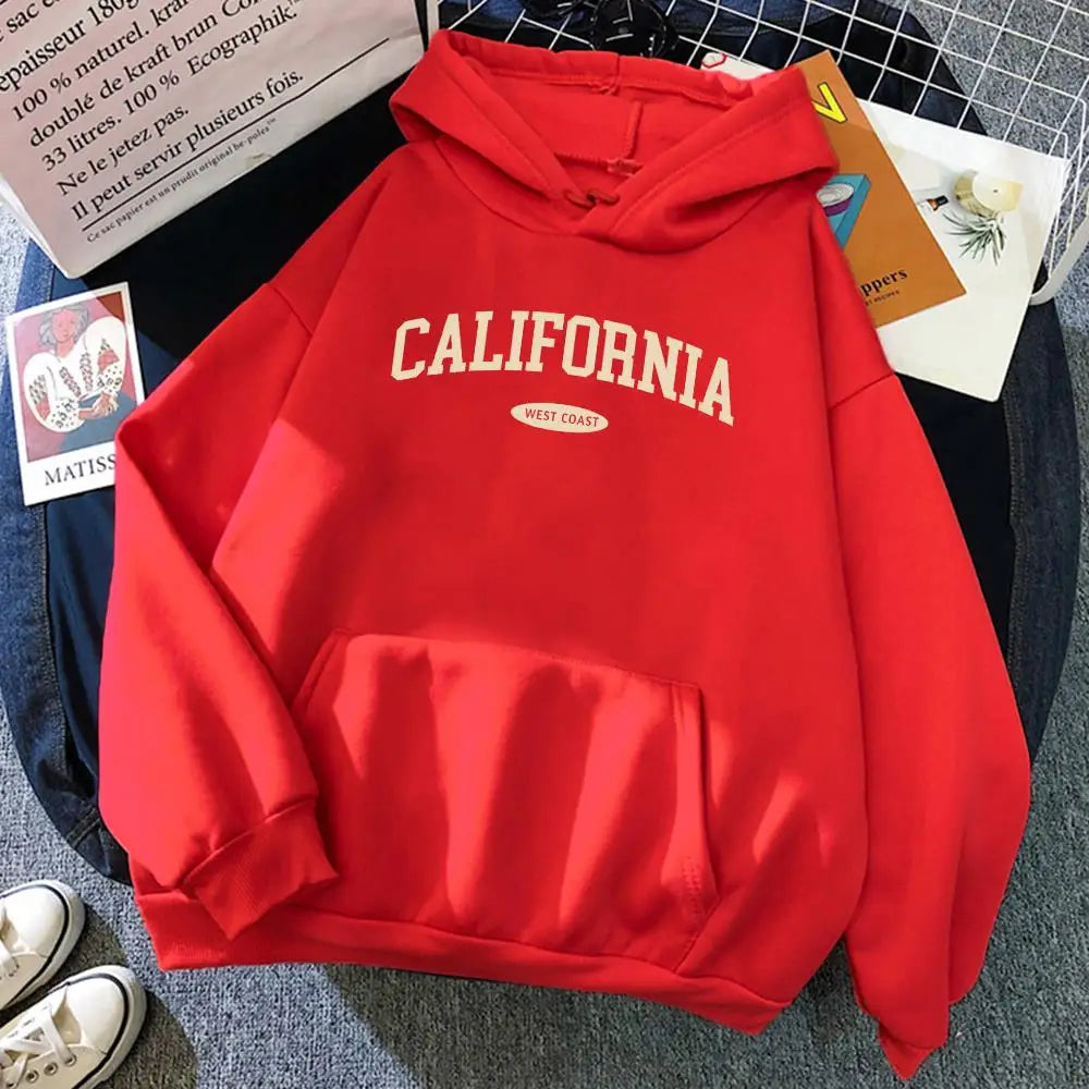 California West Coast Women’s Hoodie | Hip Hop Streetwear Fleece Pullover with Pocket | Comfortable Casual Sweatshirt