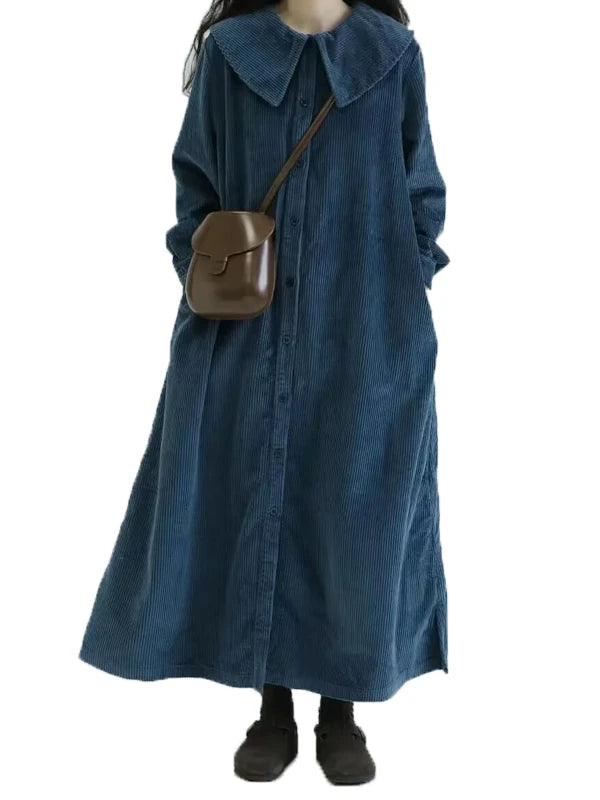 Loose Long Sleeve A-Line Dress – Vintage Slimming Tailored Autumn 2025 Mid-Length Dress for Women, Artistic Work & Commute