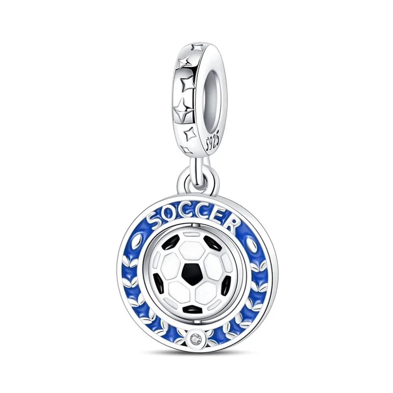 925 Sterling Silver Soccer Trophy Jersey Charm Beads – Fits 3mm Bracelets DIY Jewelry