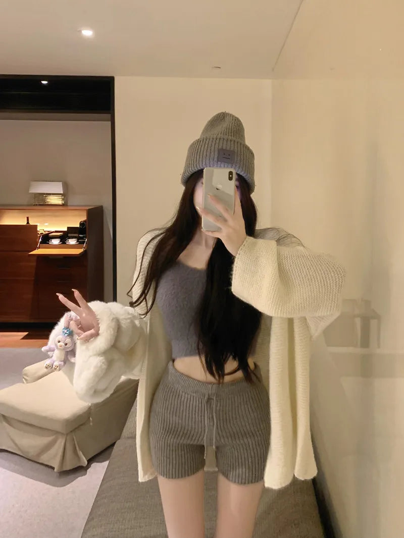 High Waist Knitted Wool Wide-Leg Pants for Women – Autumn Casual Straight Bootcut Trousers