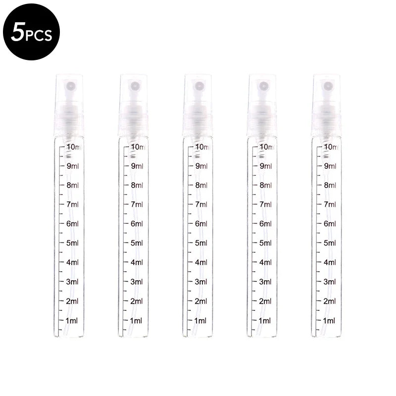 5/10PCS Mini Glass Perfume Bottles – 3ML / 5ML / 10ML Travel Toner & Cosmetic Dispenser | Tea-Colored Graduated Bottles