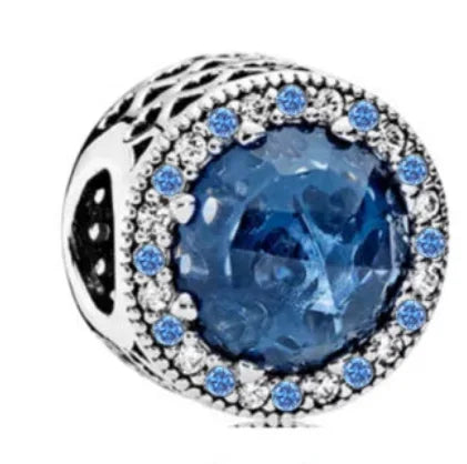 925 Sterling Silver Blue Moon Plane Space Series Glass Beads Clip Charm for Bracelet