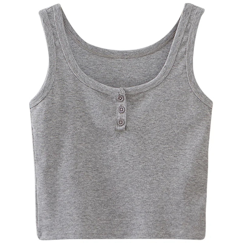 Summer Knitted Round Neck Top for Women – High Elasticity Casual Camisole Sexy Vest