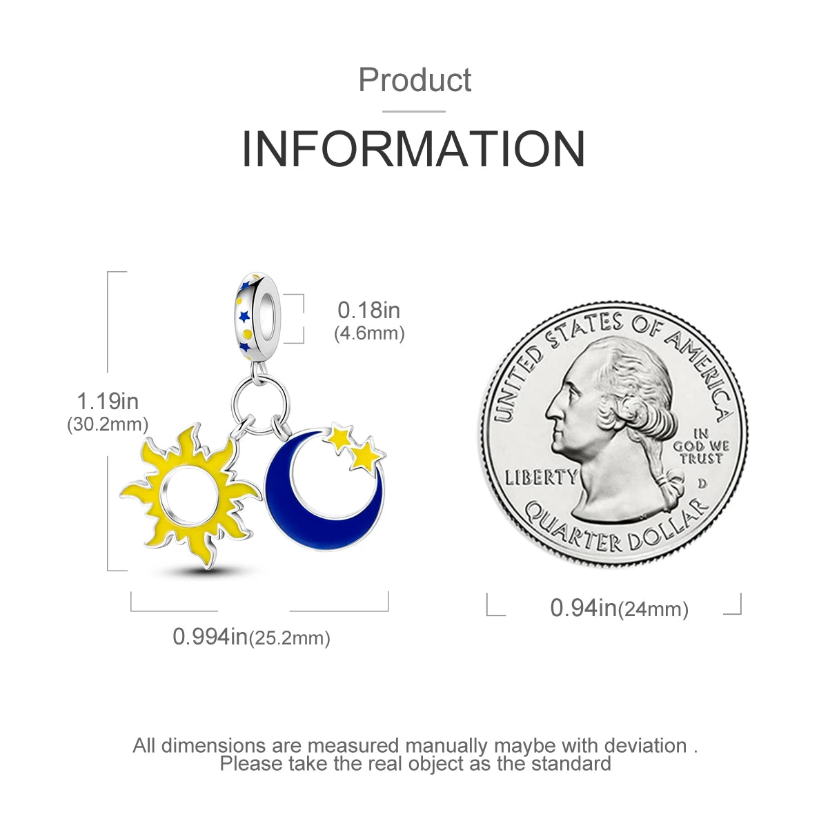 Silver Plated Colorful Glowing Moon & Stars Rainbow Dangle Charms | Fit Original Bracelet & Necklace | Women’s Jewelry Beads