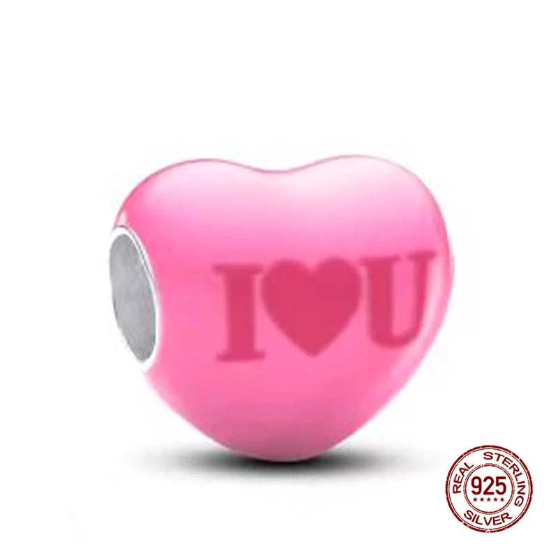 Original 925 Silver Colorful Heart Charm Beads | Fit 3mm Bracelets & Necklaces, Women’s DIY Fine Jewelry Gift