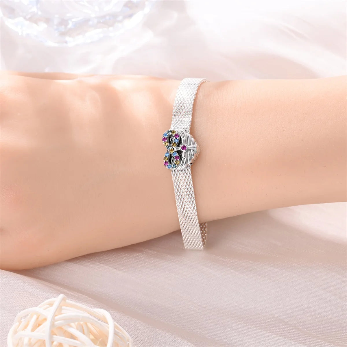 925 Sterling Silver Beaded Flat Pendant | Fantasy Original 3mm Beads for Women’s Bracelet Fine Jewelry