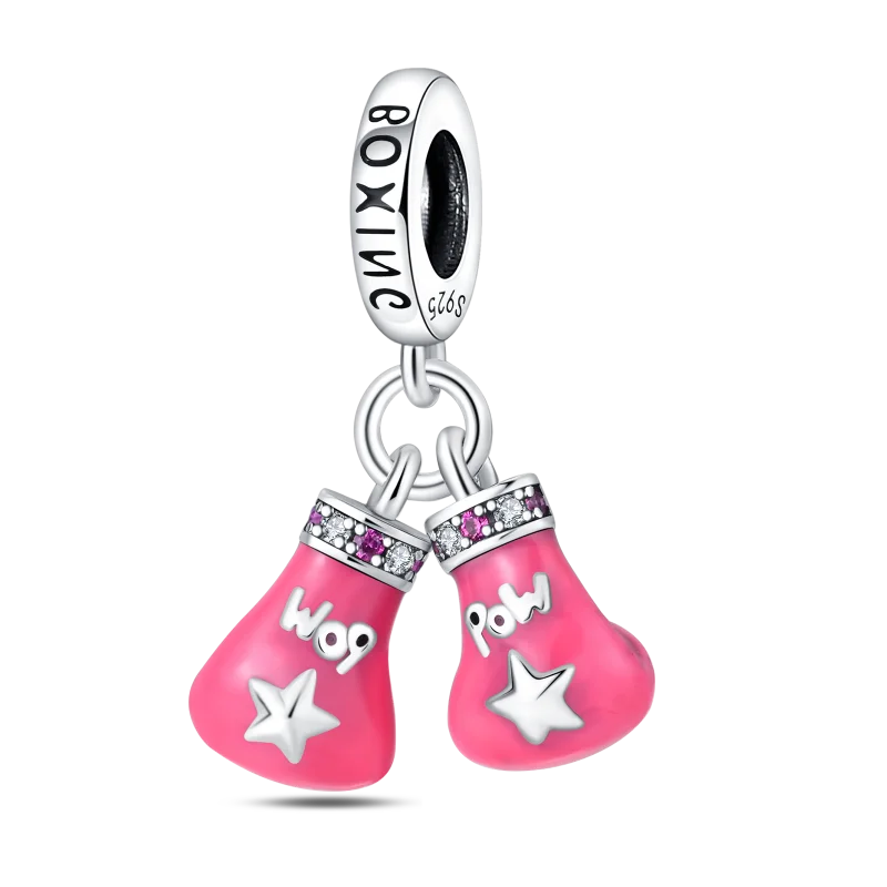 925 Silver Plated Magic Mirror Princess Angel Pink Charm Beads | Fits Original Pan 925 Bracelet | Exquisite DIY Jewelry