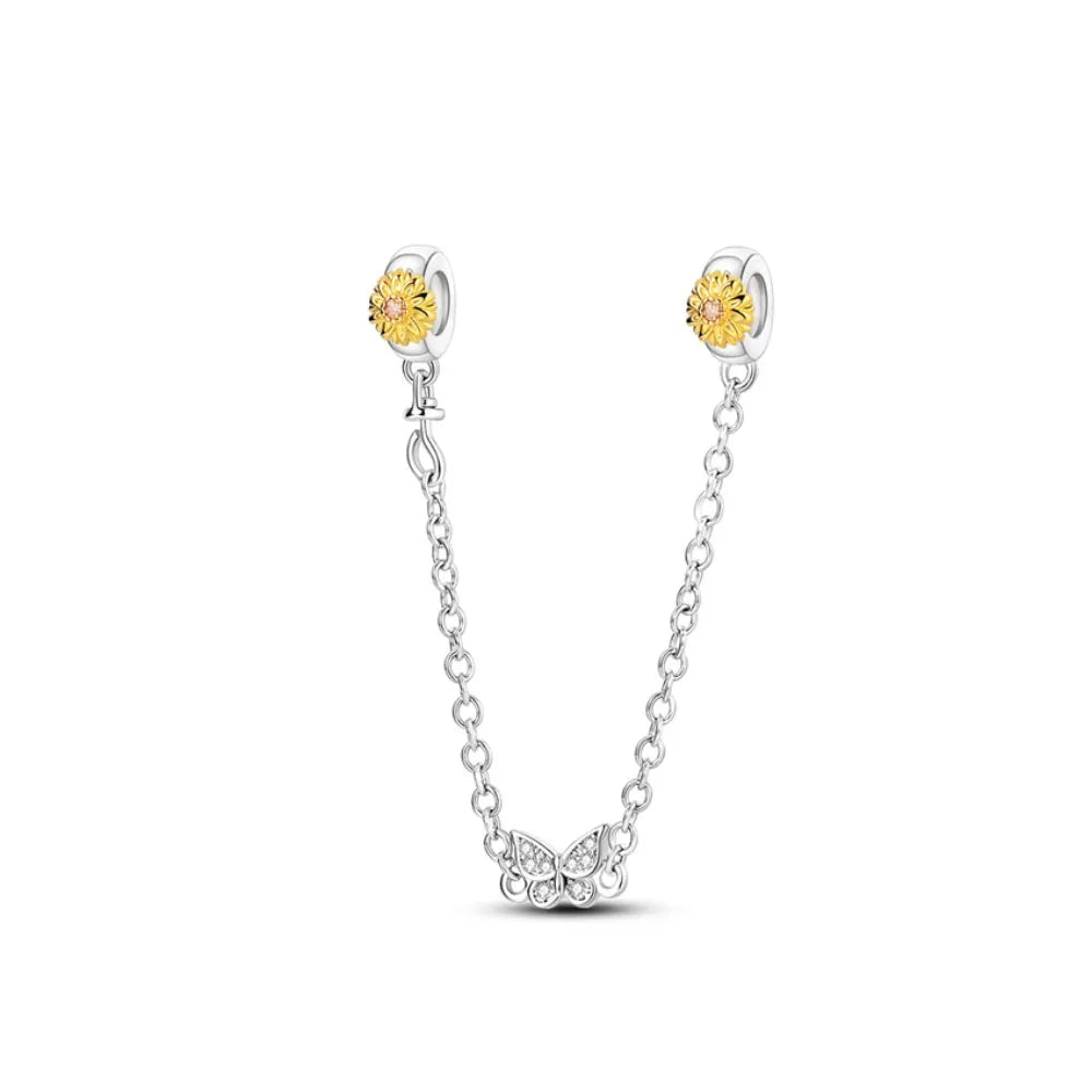 925 Sterling Silver Butterfly, Moon & Life Tree Safety Chain | Fits Original Bracelet DIY Jewelry Accessory