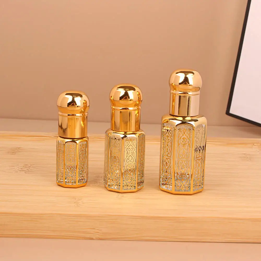 1PC 3/6/12ML Laser Coated Essential Oil Roller Bottle – Empty Glass Roll-On Perfume Bottle with Steel Roller Ball