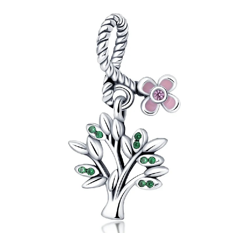 925 Sterling Silver Squirrel & Maple Leaf Charm | Shiny Zircon Autumn Beads Fit Pandora Bracelet DIY Jewelry