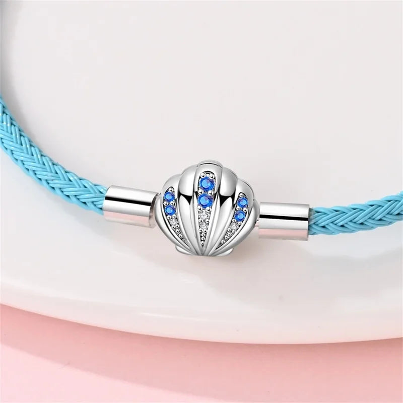 925 Sterling Silver Rainbow Leather Braided Bracelet | Eternal Love Stars & Moon Charm – DIY Women’s Beaded Jewelry Gift
