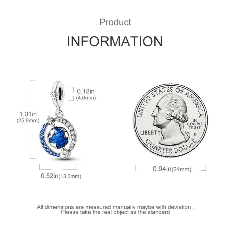 925 Sterling Silver Colorful Luminous Charms | Shell Turtle Star Beads