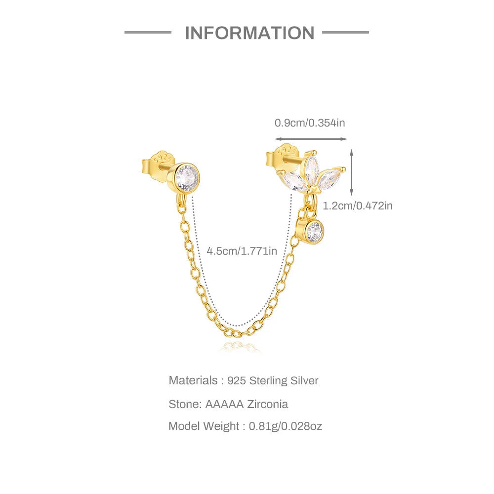 CANNER 925 Sterling Silver Horse Eye Tassel Zircon Drop Earrings – Minimalist Geometric Jewelry for Women