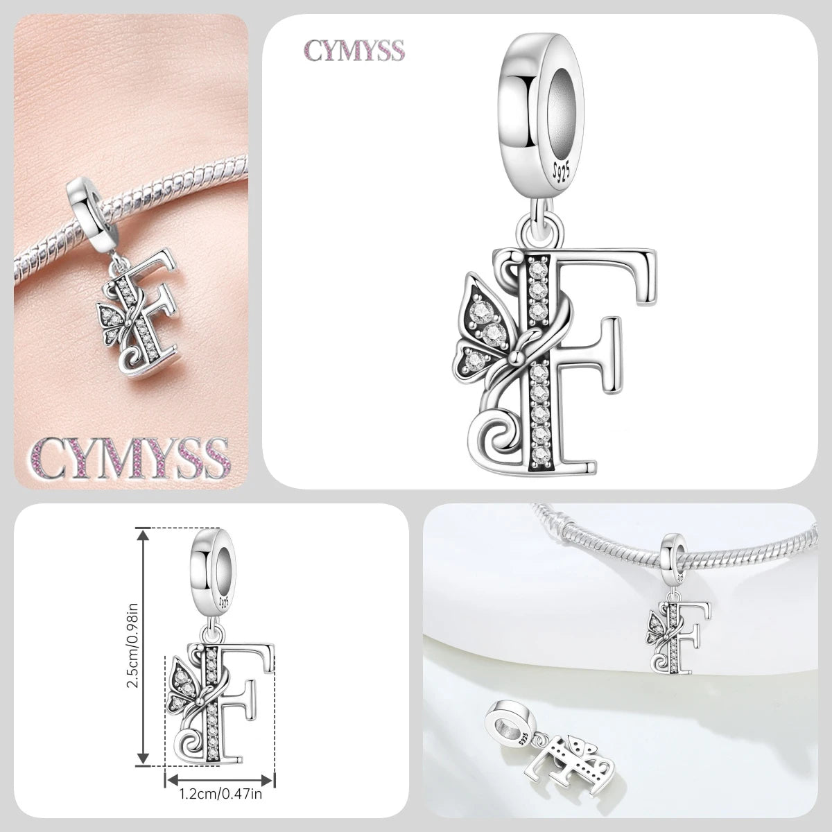 Original S925 Sterling Silver Butterfly & A-Z Letter Beads – DIY Bracelet & Necklace Jewelry
