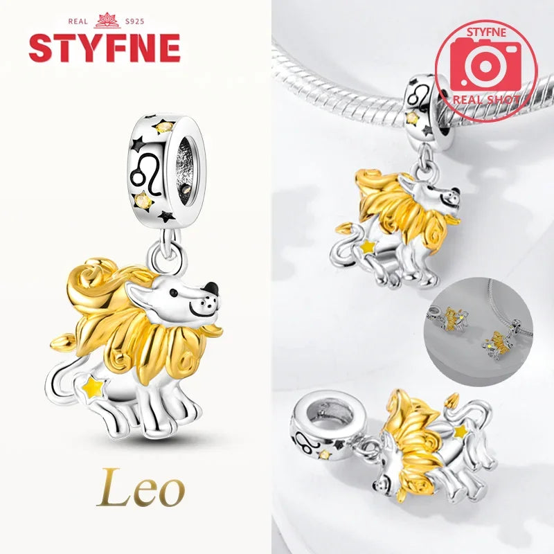 925 Sterling Silver Luminous Constellation Zodiac Charm – Scorpio, Aries, Cancer Pendant Bead Fit Original Pandora Bracelet Women Jewelry