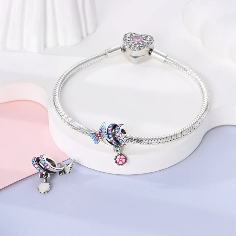 925 Sterling Silver Flying Bird & Butterfly Safety Chain Charm Beads for Original 3mm Bracelet – DIY Jewelry Gift