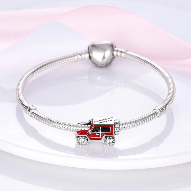 925 Sterling Silver Travel & Luggage Attractions Zircon Charm Beads | Fit Pandora Bracelet