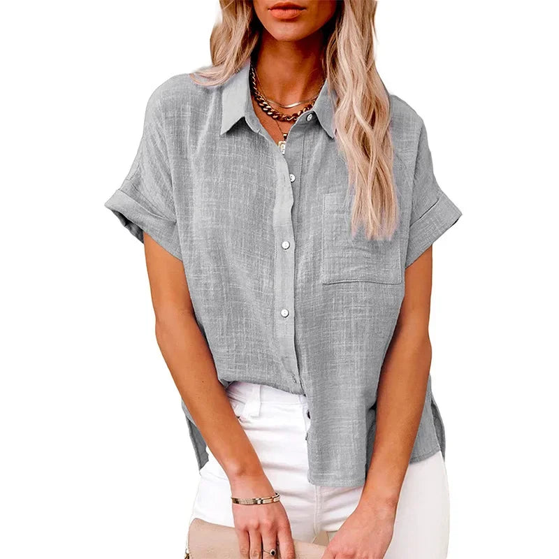 Women’s Short Sleeve Tee – Summer Loose Cotton & Linen Blouse Casual T-Shirt 🌞👚