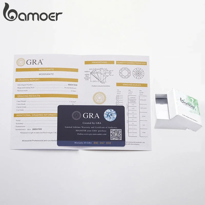 BAMOER 1ct D Color VVS1 Moissanite Flower Ring – 925 Sterling Silver Solitaire Engagement Ring for Women