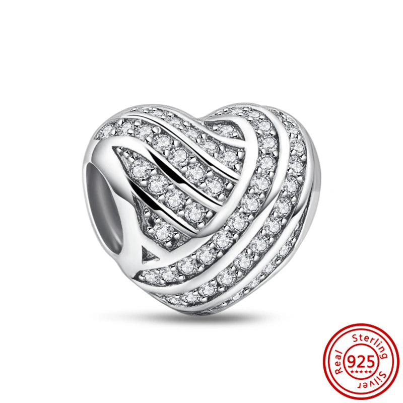 Original 925 Sterling Silver Lucky Flower & Love Bead Charm – Fits Pandora Bracelet, Women’s DIY Jewelry Gift