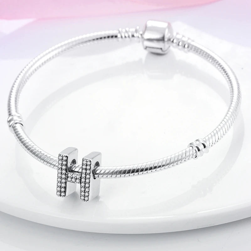 925 Sterling Silver A–Z Alphabet Letter Charms | 26 Letters Beads Fit Original Bracelet DIY Jewelry Making Gift