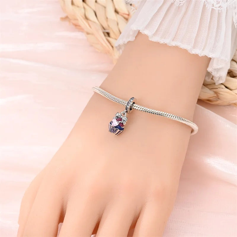 925 Sterling Silver Dessert Afternoon Tea Charm – Coffee, Cake, Pizza & Fries Beads Fit Original Pandora Bracelet DIY Jewelry