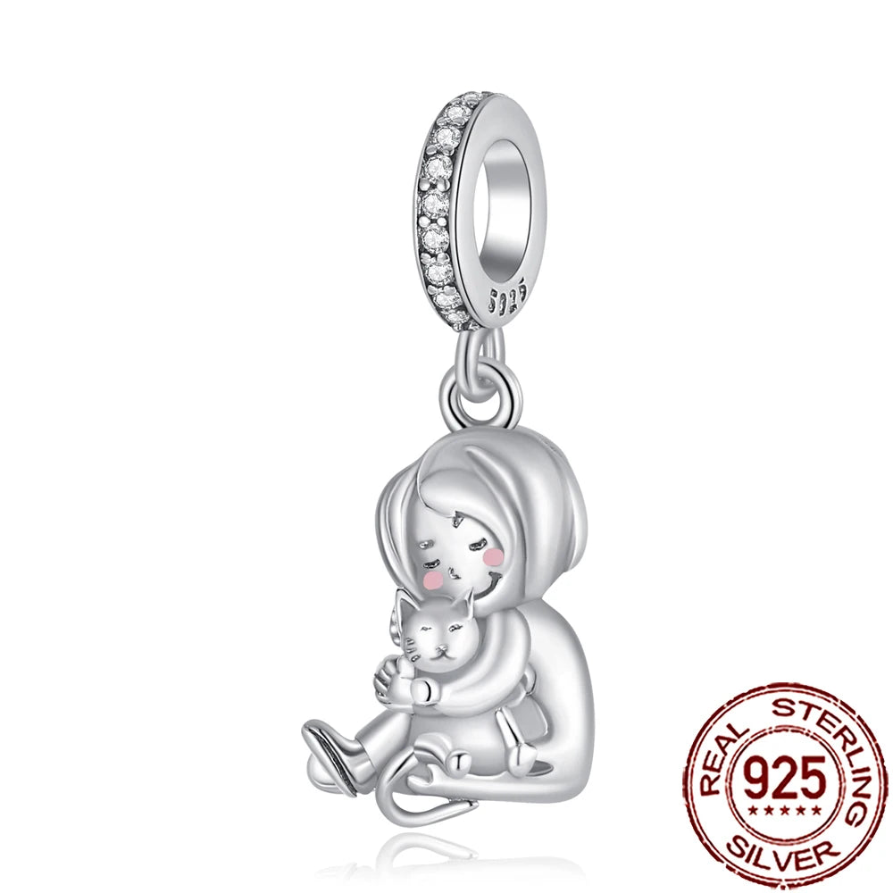 2025 New 925 Sterling Silver Family Love Heart Charm Beads | Sister, Daughter & Mother Pendant for Bracelets & DIY Jewelry