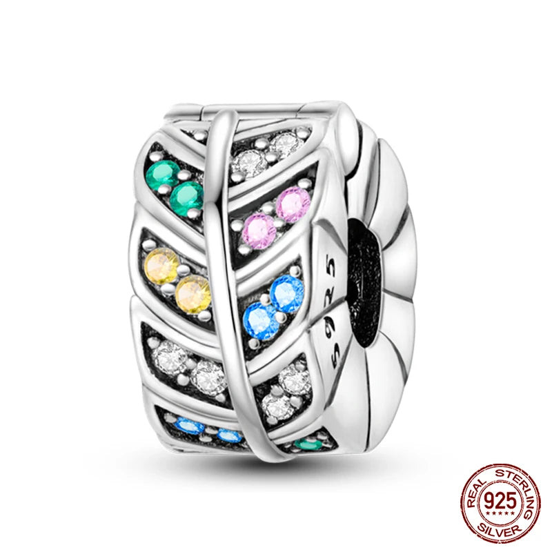 925 Sterling Silver Luminous Butterfly Star Moon Charm Bead | Round Clasp Bead for 3mm DIY Bracelet Jewelry Gift