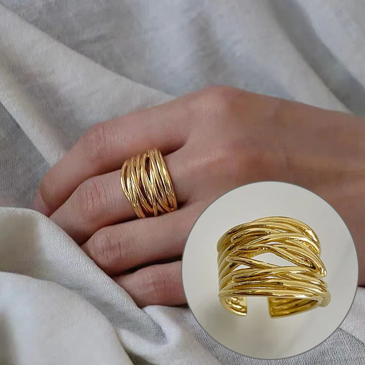 VENTFILLE 925 Sterling Silver Irregular Geometry Ring – Women’s Minimalist Jewelry Gift