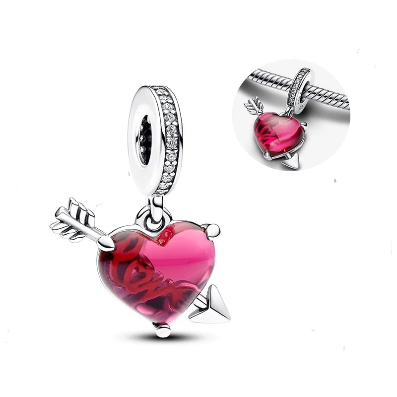 New 925 Sterling Silver Red Heart Charm Bead – Fits Original 3mm Bracelet Lucky DIY Jewelry Gift for Women