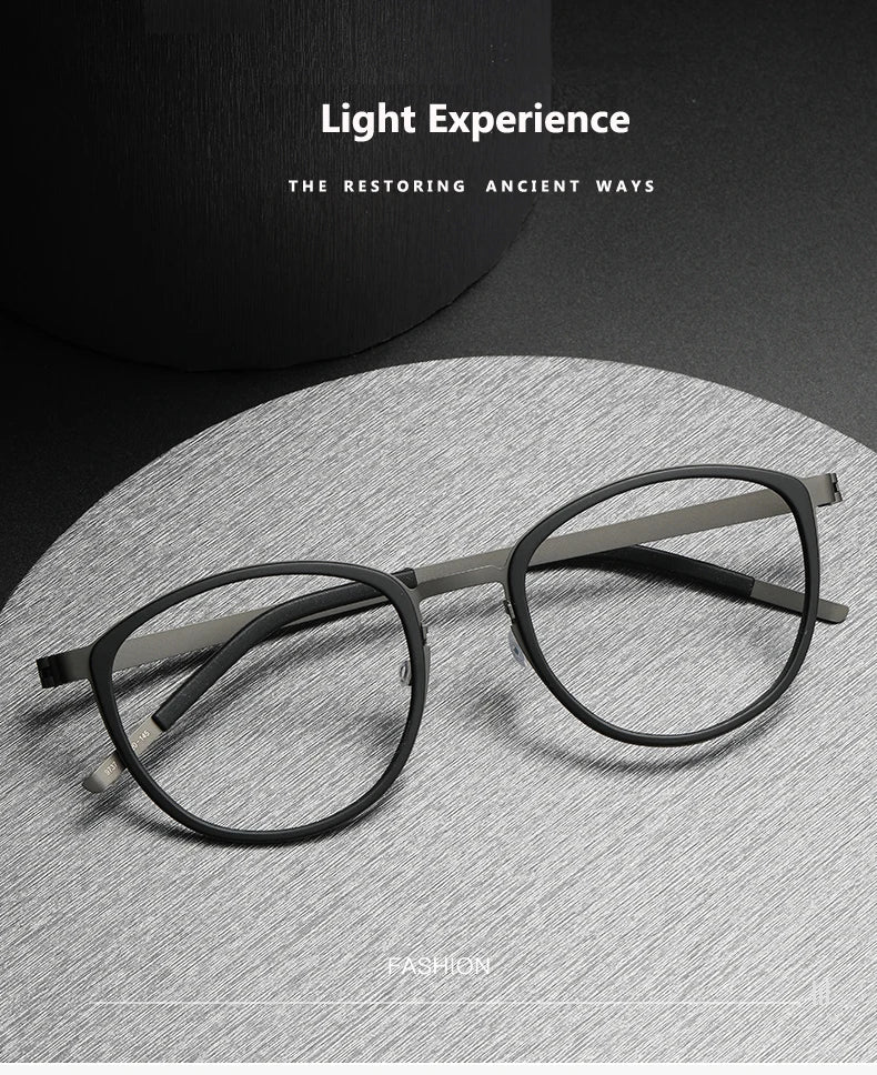 Ultralight Acetate Titanium Glasses 👓 Screwless Round Frame Eyewear