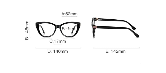 Fashion Women Myopia Glasses – Big Frame TR90 Anti-Blue Light Luxury Cat Eye | Custom Prescription Eyewear 0 to -6.0