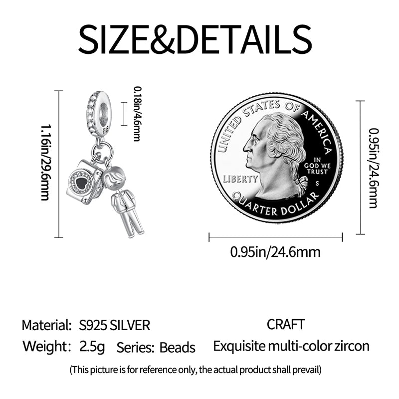 925 Sterling Silver Sweetheart Sister Charm | Fit Original Pandora & 3mm Bracelets DIY Jewelry Gift for Women