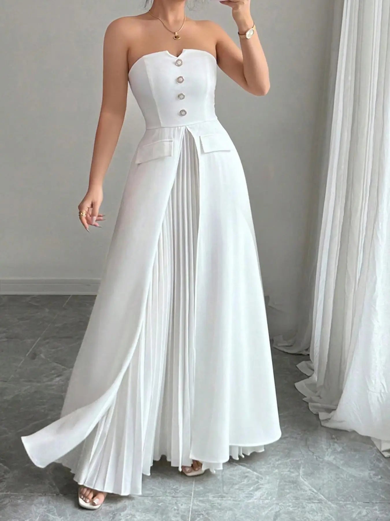 Women's Striped Print Wide Leg Dress 👗 Elegant Sleeveless Long Dress 🌸 Party Holiday Wedding Guest Outfit ✨