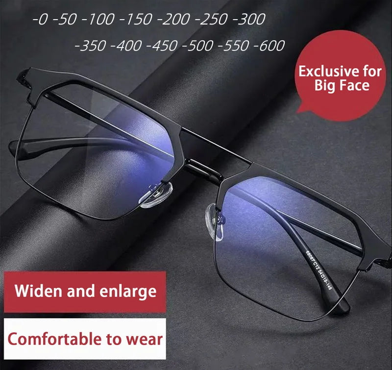 Luxury Brand Square Black Frame Myopia Glasses – Anti-Blue Light Nearsighted Eyeglasses Unisex (0 to -4.0 Diopters)
