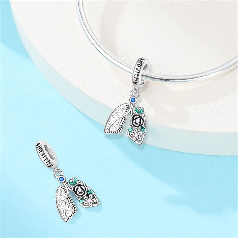 Original 925 Sterling Silver Luminous Lantern & Magic Cat Charm Bead | Glowing Angel Jungle Pendant for Bracelet Jewelry