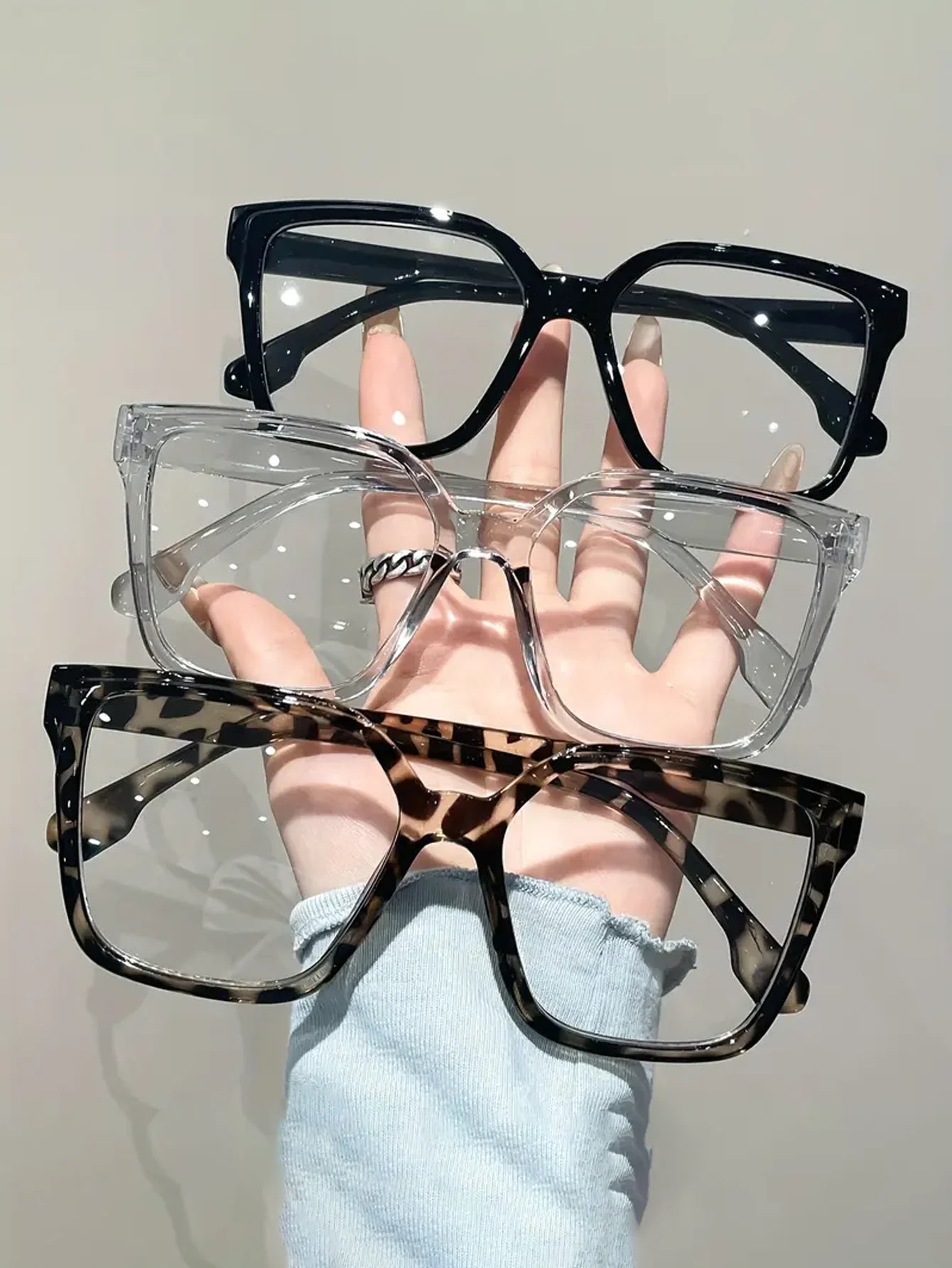 1Pc/2Pcs/3Pcs/4Pcs Elegant Geometric Glasses – Simple & Stylish Transparent Lenses | Daily Office & Reading Eyewear