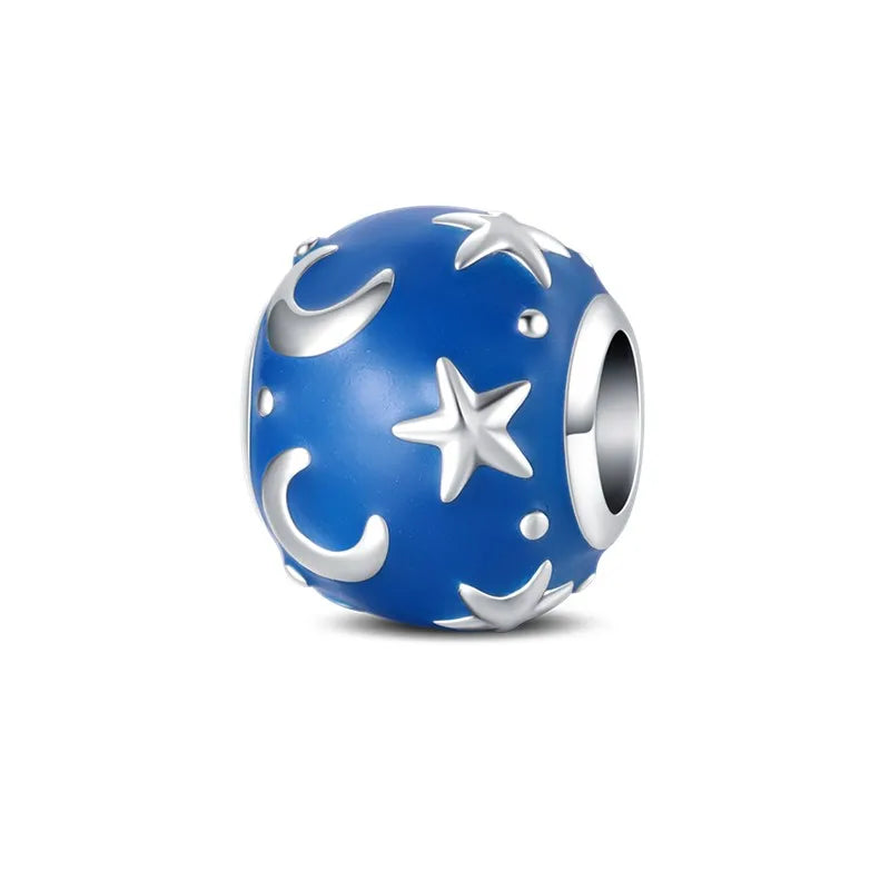 925 Sterling Silver Colorful Luminous Charms | Shell Turtle Star Beads