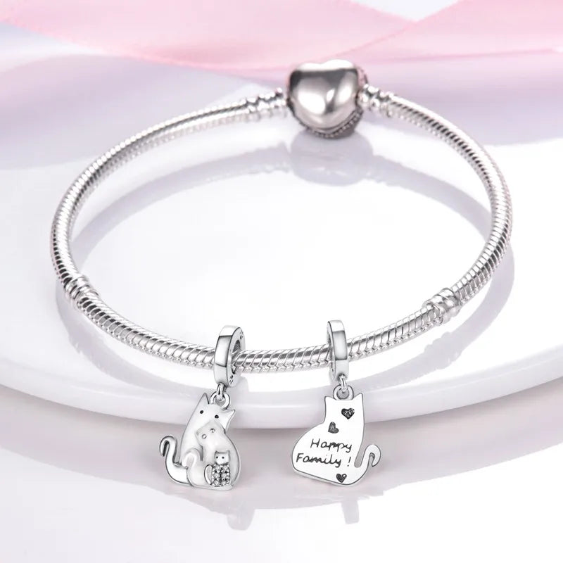 Cat Collection 925 Sterling Silver Charms Bead | Persian Bell & Multifarious Cat Dangle Fit Pandora Bracelet Necklace DIY Jewelry