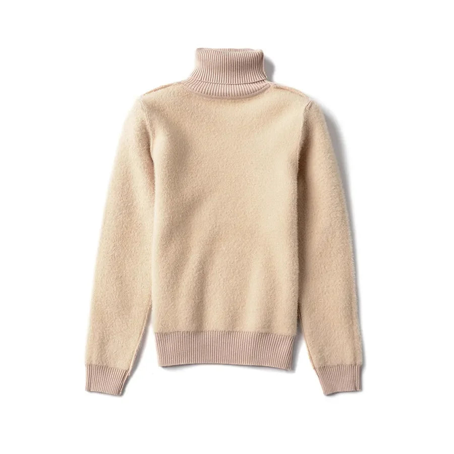 Women Winter Thicken Turtleneck Sweater – Slim Knit Plush Velvet Lined Warm Pullover Jumper