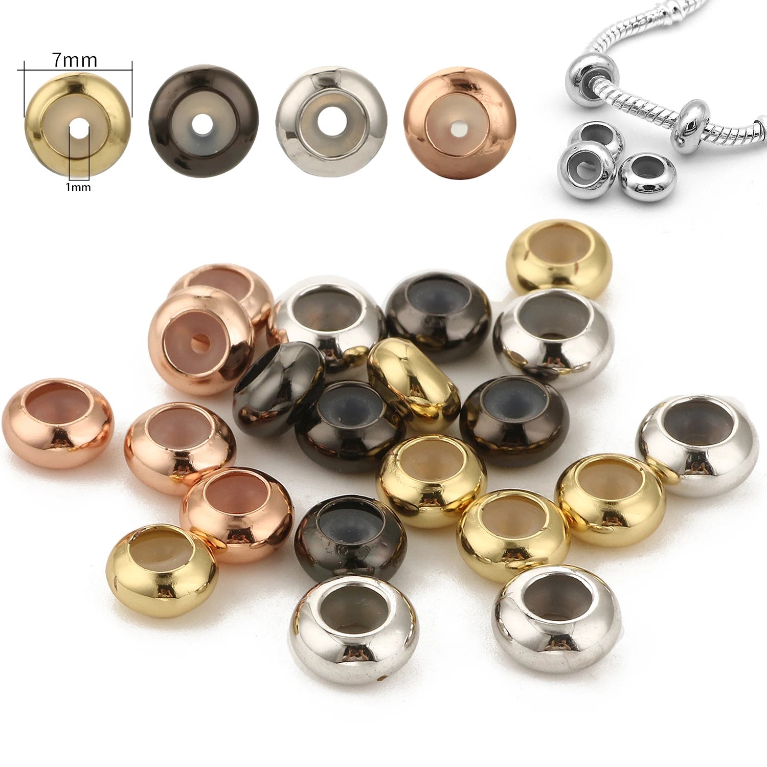 Silicone Spacer Stopper Clip Beads | Murano Crystal Charms | Fit Original Pandora Bracelet & Necklace | DIY Jewelry Making