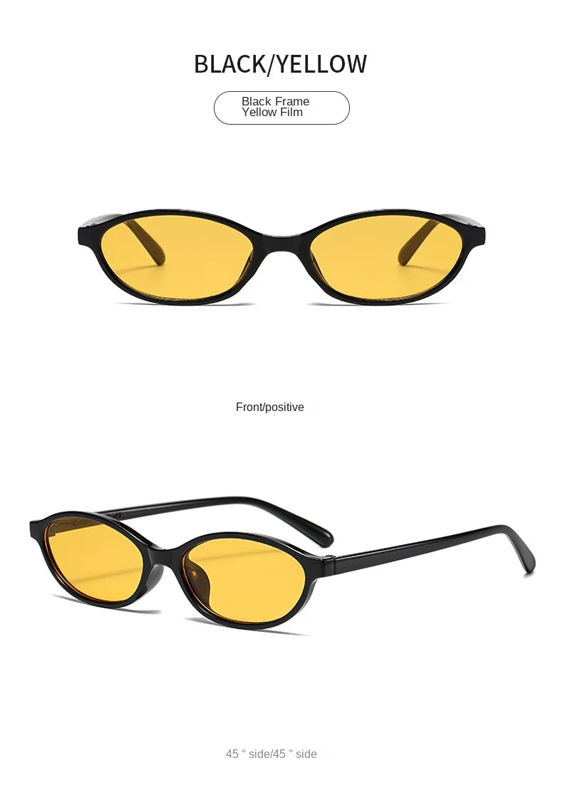 Retro Oval Frame Sunglasses – Fashion Personalized Trendy Small Frame Punk Cat Eye Sunshade Sun Protection Glasses