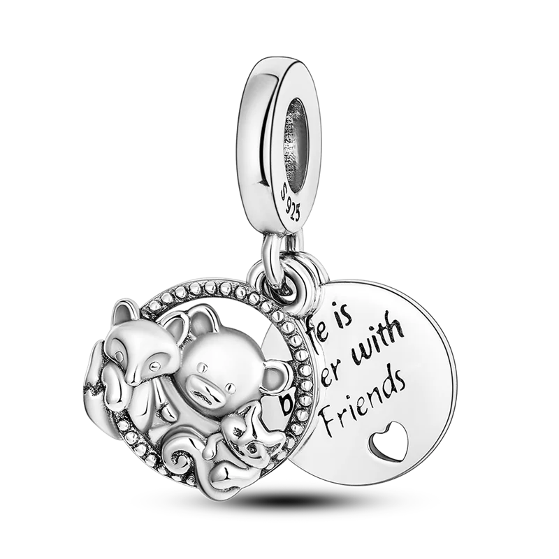 925 Sterling Silver Colorful Charms – Rose, Crown, Rainbow & Heart Dangle Beads Fit Pandora Bracelet & Necklace