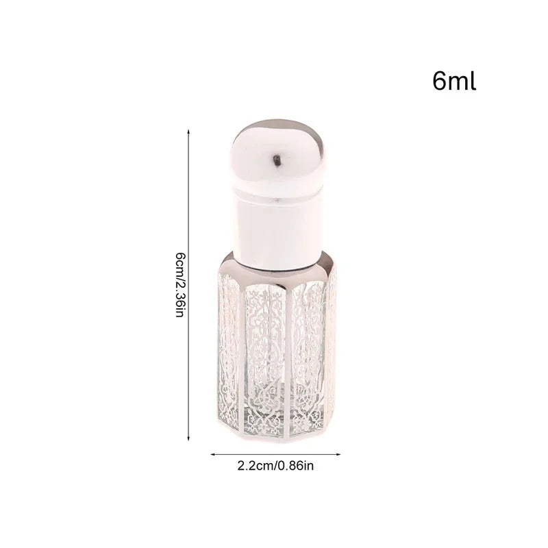 1PC 3/6/12ML Laser Coated Essential Oil Roller Bottle – Empty Glass Roll-On Perfume Bottle with Steel Roller Ball