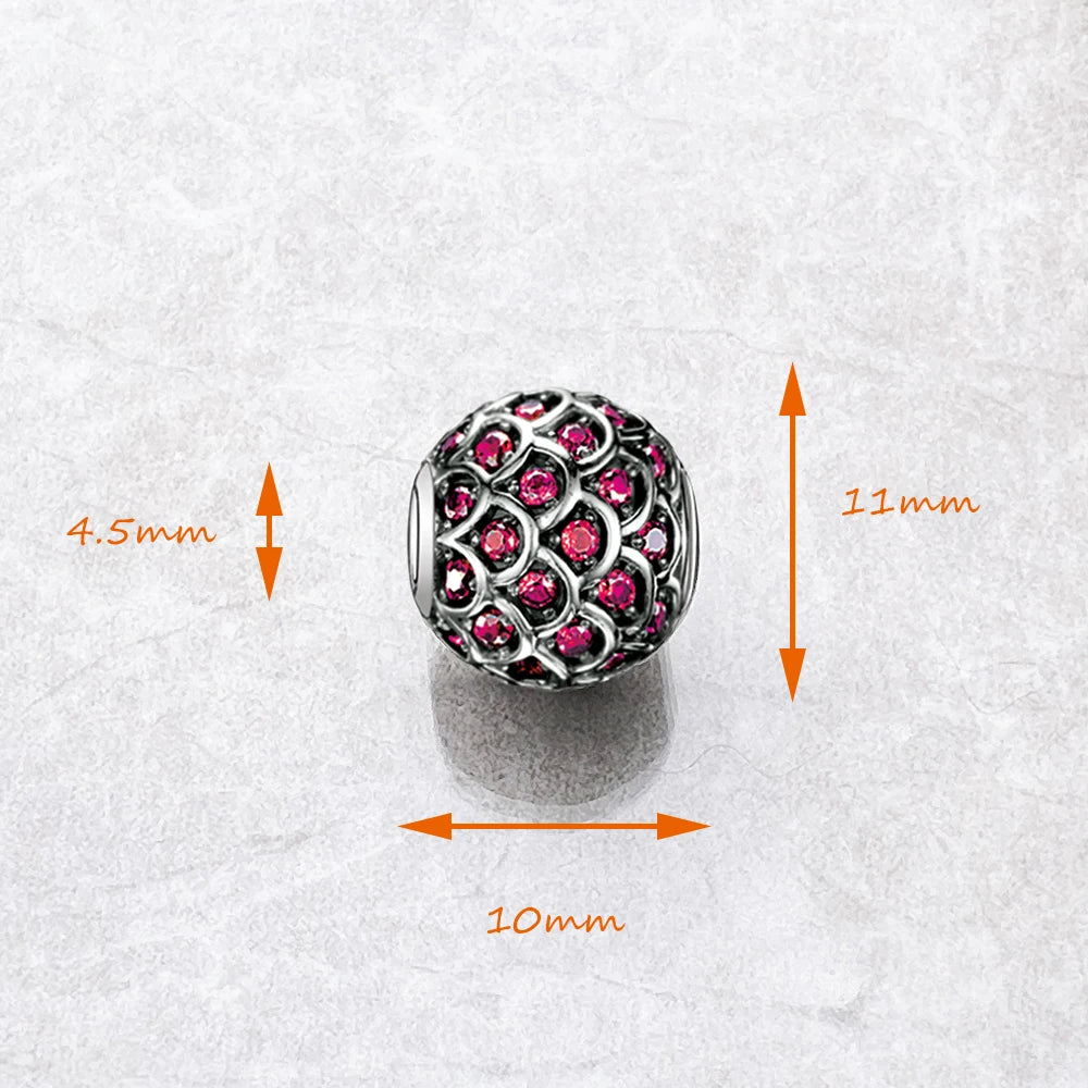 925 Sterling Silver Red Fish Bead Charm – Jewelry Accessory for Women