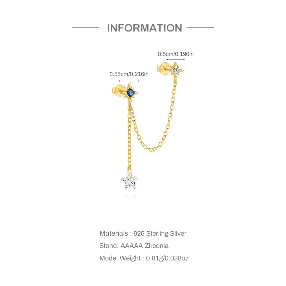 CANNER 925 Sterling Silver Horse Eye Tassel Zircon Drop Earrings – Minimalist Geometric Jewelry for Women