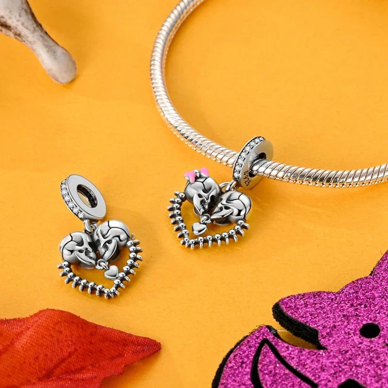 Halloween 925 Sterling Silver Luminous Pumpkin Witch Charm | Skeleton, Mummy & Candy Bead for DIY Bracelet Jewelry Gift