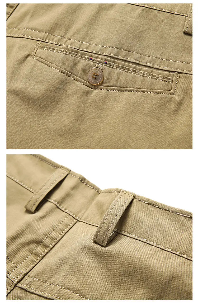 Classic Cotton Bermuda Shorts | Knee-Length Comfortable Board Shorts for Outdoor & Beach | Black & KhakiClassic Cotton Bermuda Shorts | Knee-Length Comfortable Board Shorts for Outdoor & Beach | Black & Khaki