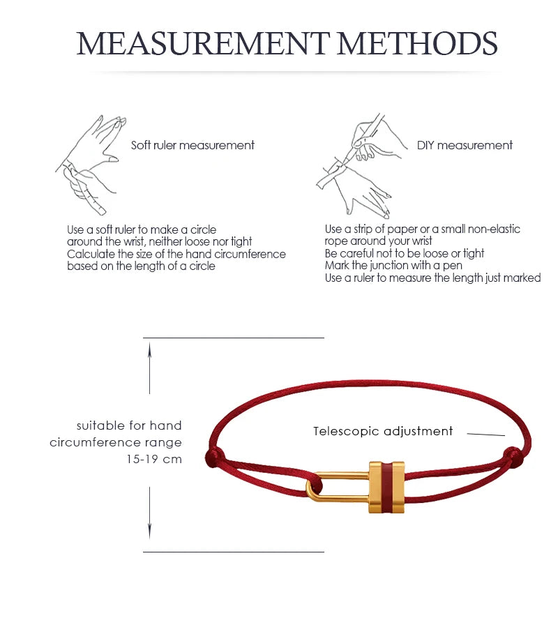 MOONLIGHT Adjustable Silk Rope Lock Charm Bracelet | Unisex Fashion Friendship Jewelry Gift for Women & Men