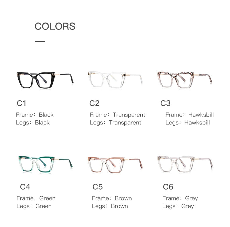 GENEVIEVE Personalized Large Frame Square Anti-Blue Light Reading Glasses – Women’s Photochromic Custom Prescription Eyewear